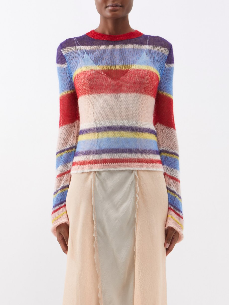 Karis striped open-knit mohair-blend sweater video