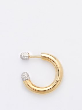 Rainbow K Tube small diamond & 9kt gold single earring