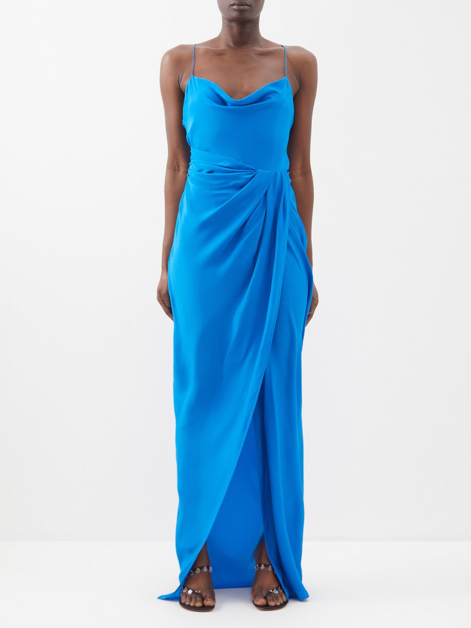 Blue Shiroi ruched-skirt silk dress | GAUGE81 | MATCHES UK