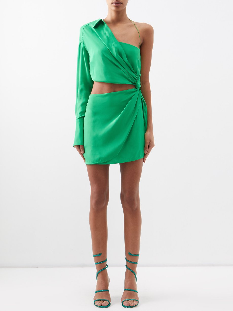Green Arica one-shoulder silk dress | GAUGE81 | MATCHES UK