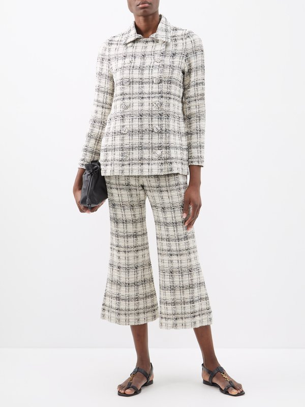 Lisa Marie Fernandez Cropped cotton-blend tweed flared suit trousers