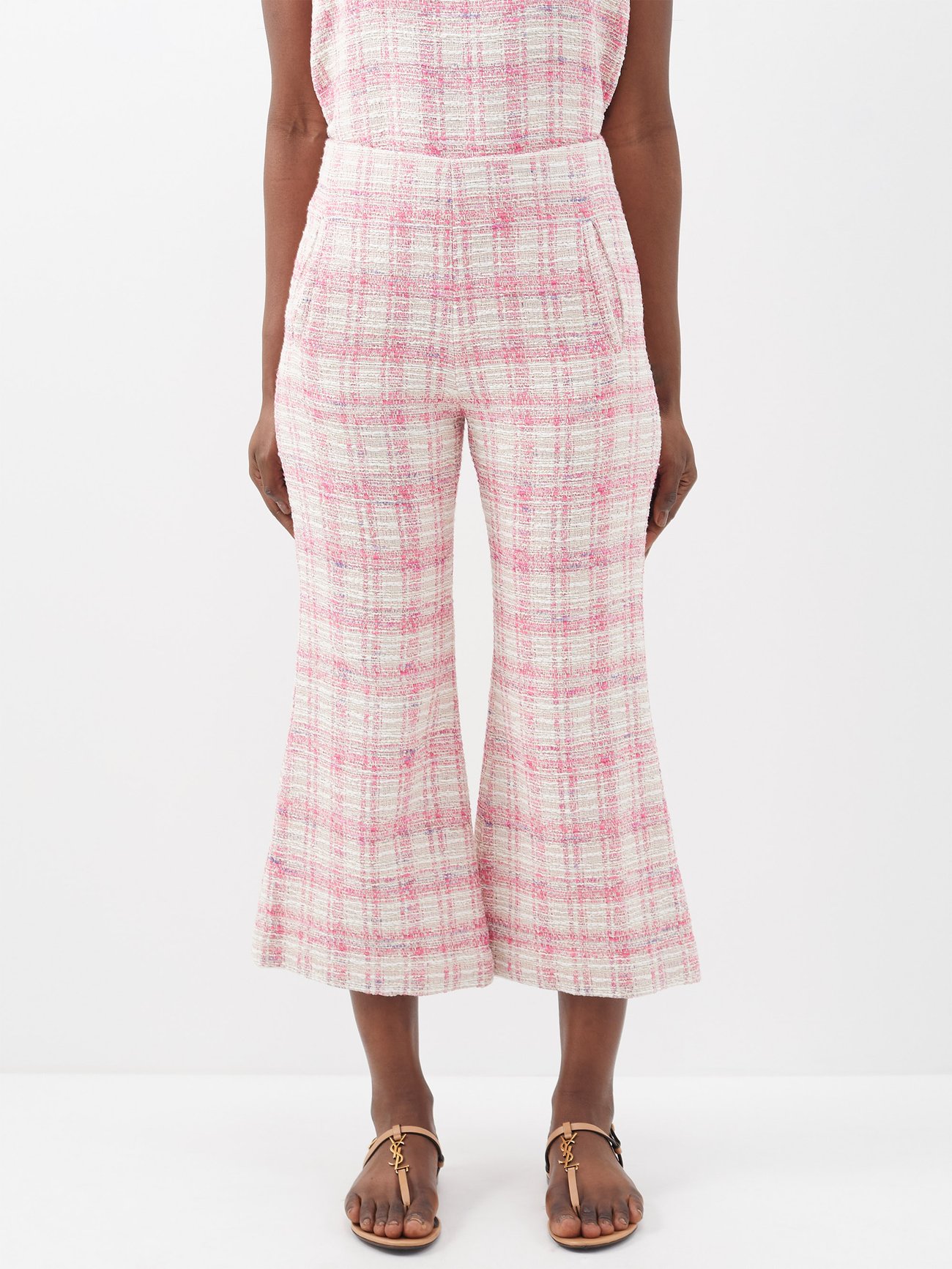 The Flare cropped cotton-blend tweed trousers