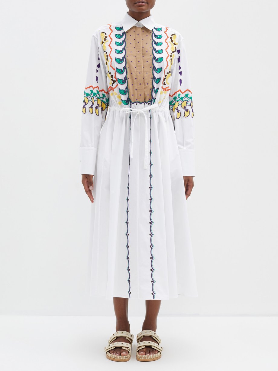 stakåndet Scan Intervenere White Panelled paisley-embroidered cotton shirt dress | Valentino Garavani  | MATCHESFASHION US