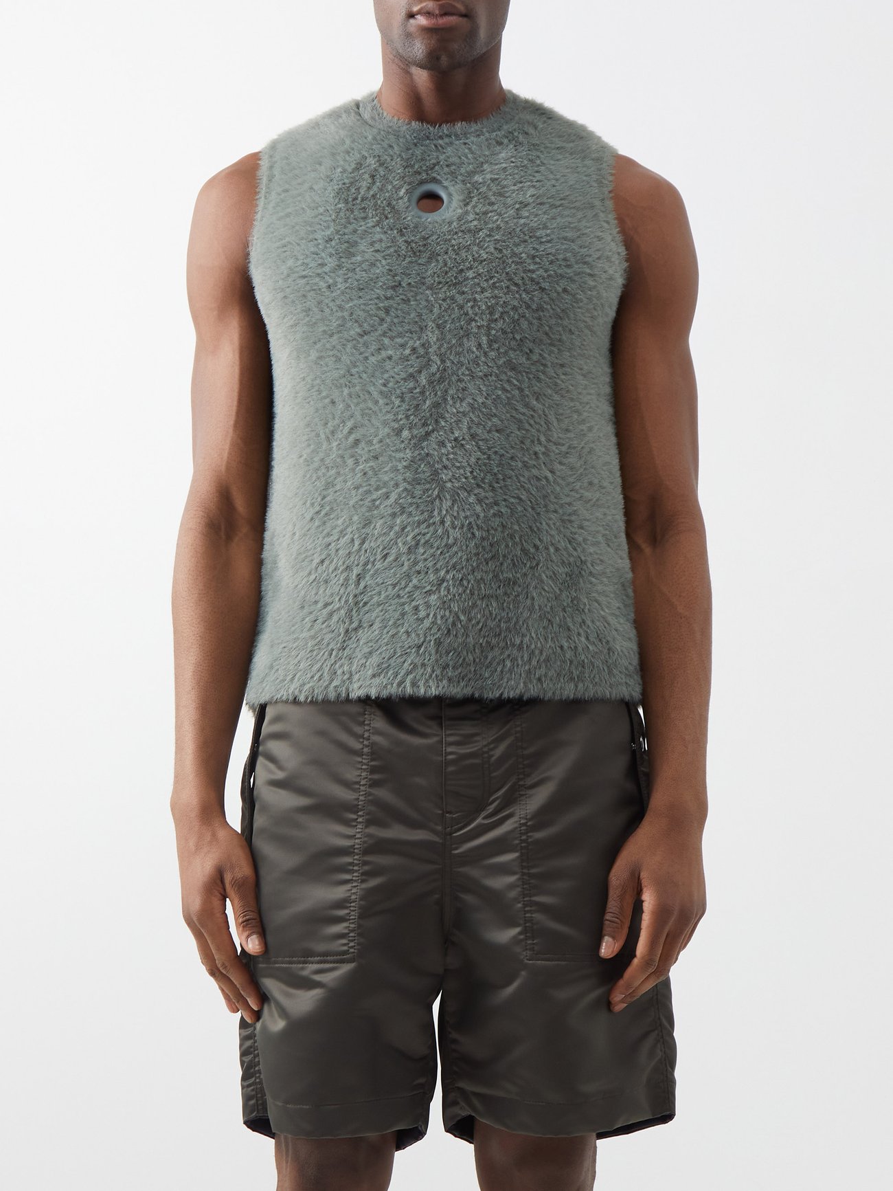 Eyelet-embellished brushed knitted sweater vest video