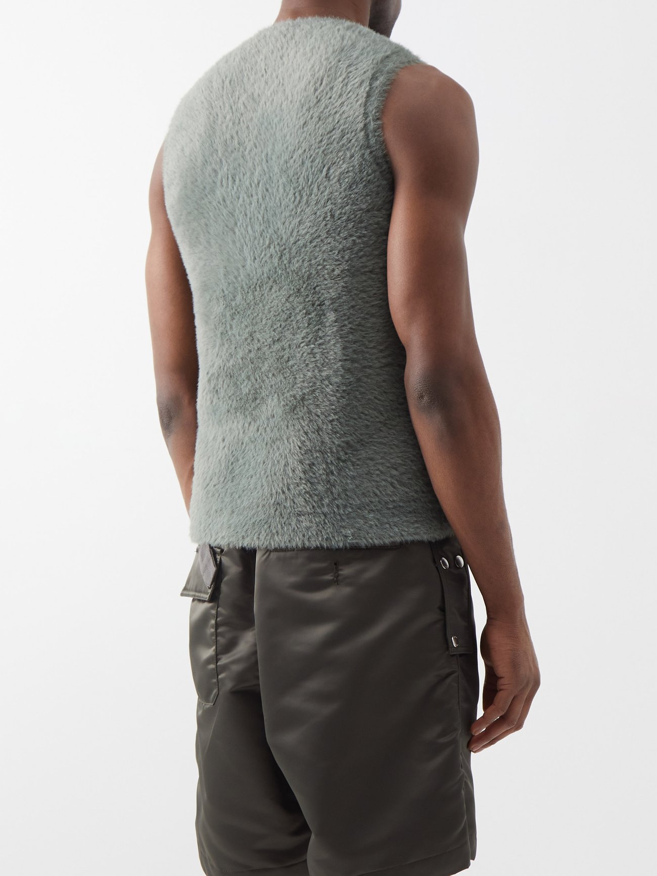 Green Eyelet-embellished brushed knitted sweater vest | Craig