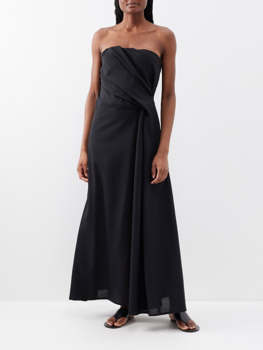 Black Bima gathered voile dress | The Row | MATCHES UK