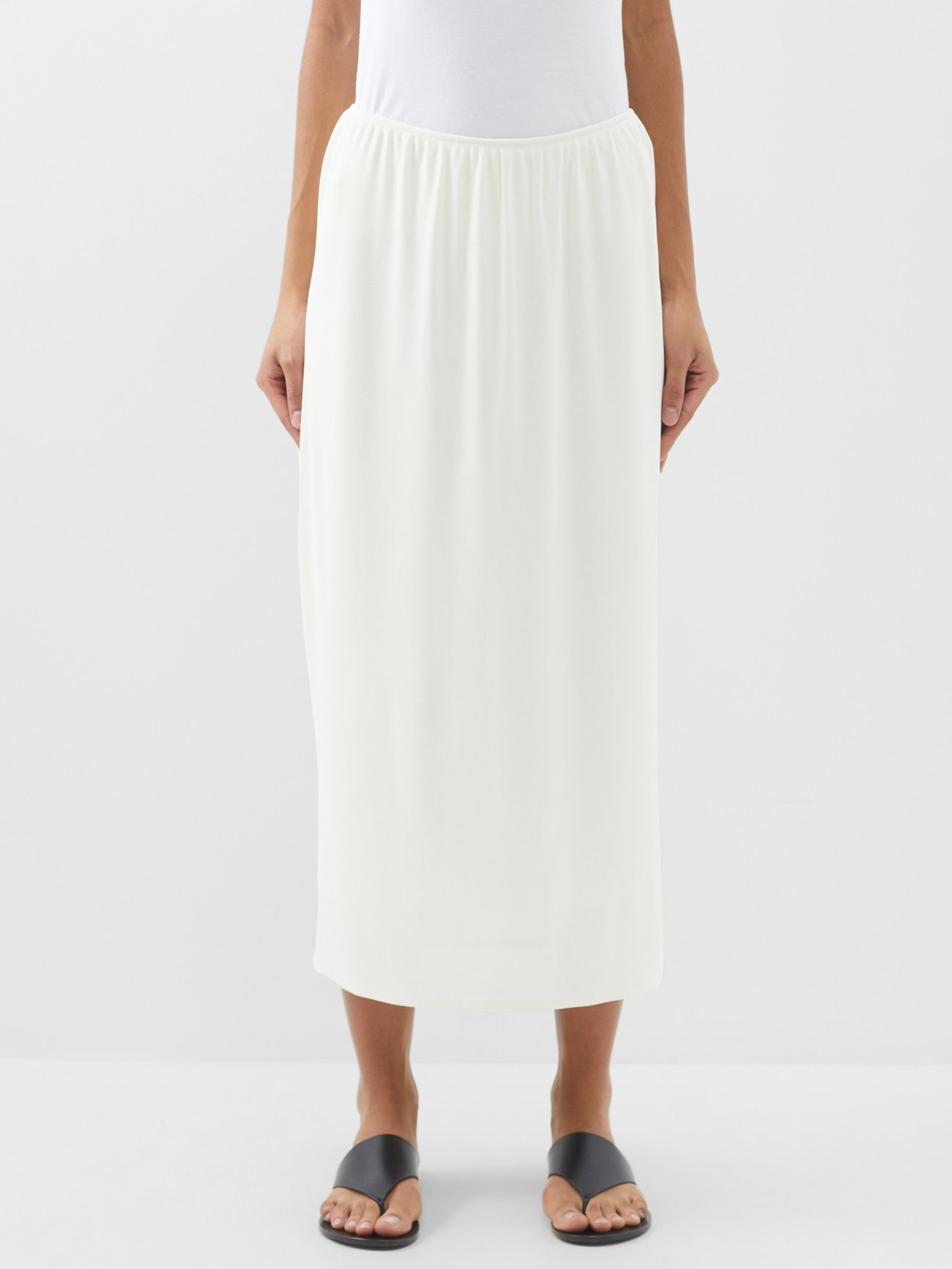 The Row Isidro Ribbed Stretch-jersey Midi Skirt - Women - White Skirts - L