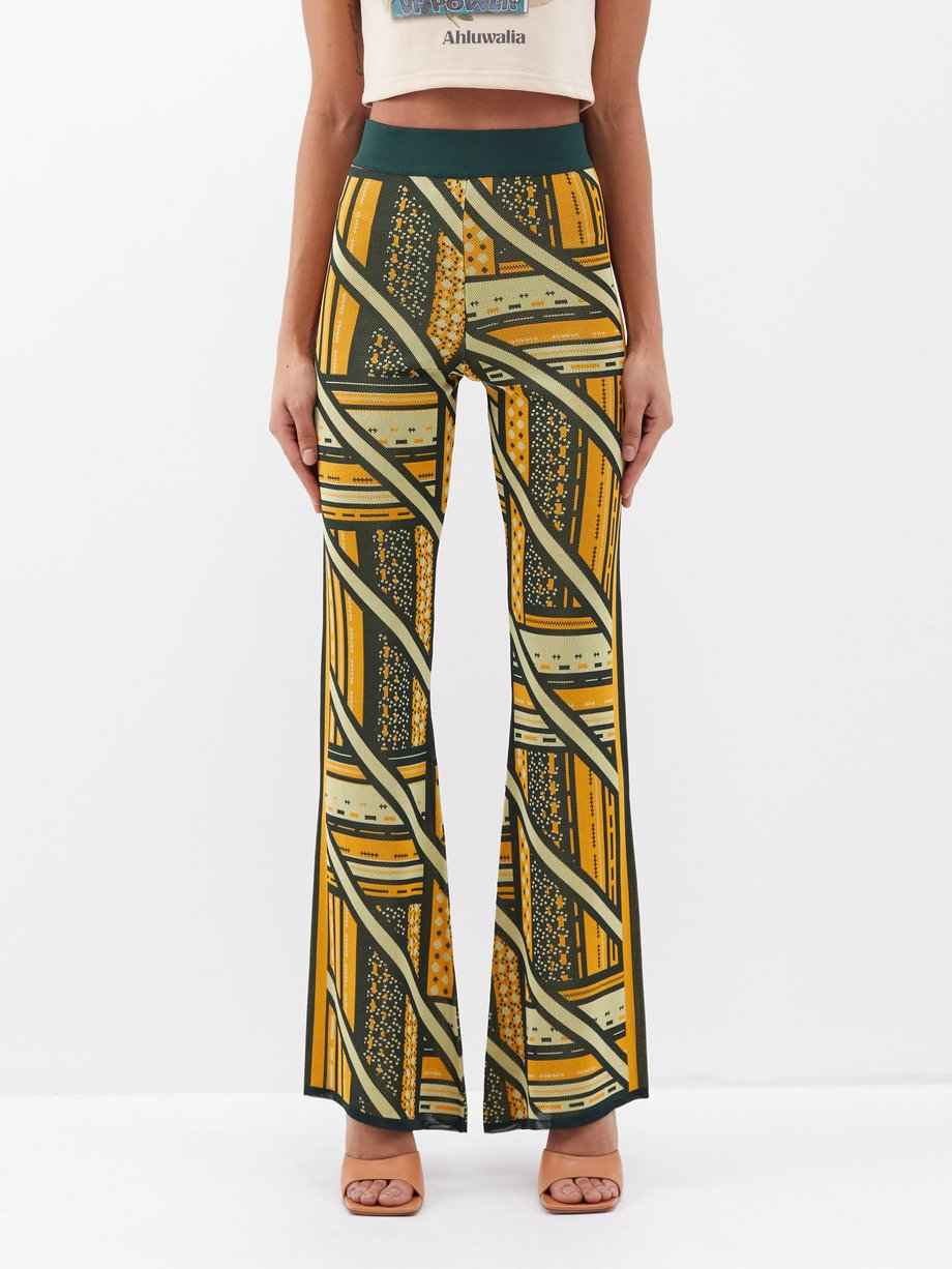 Ayo geometric-jacquard flared trousers video