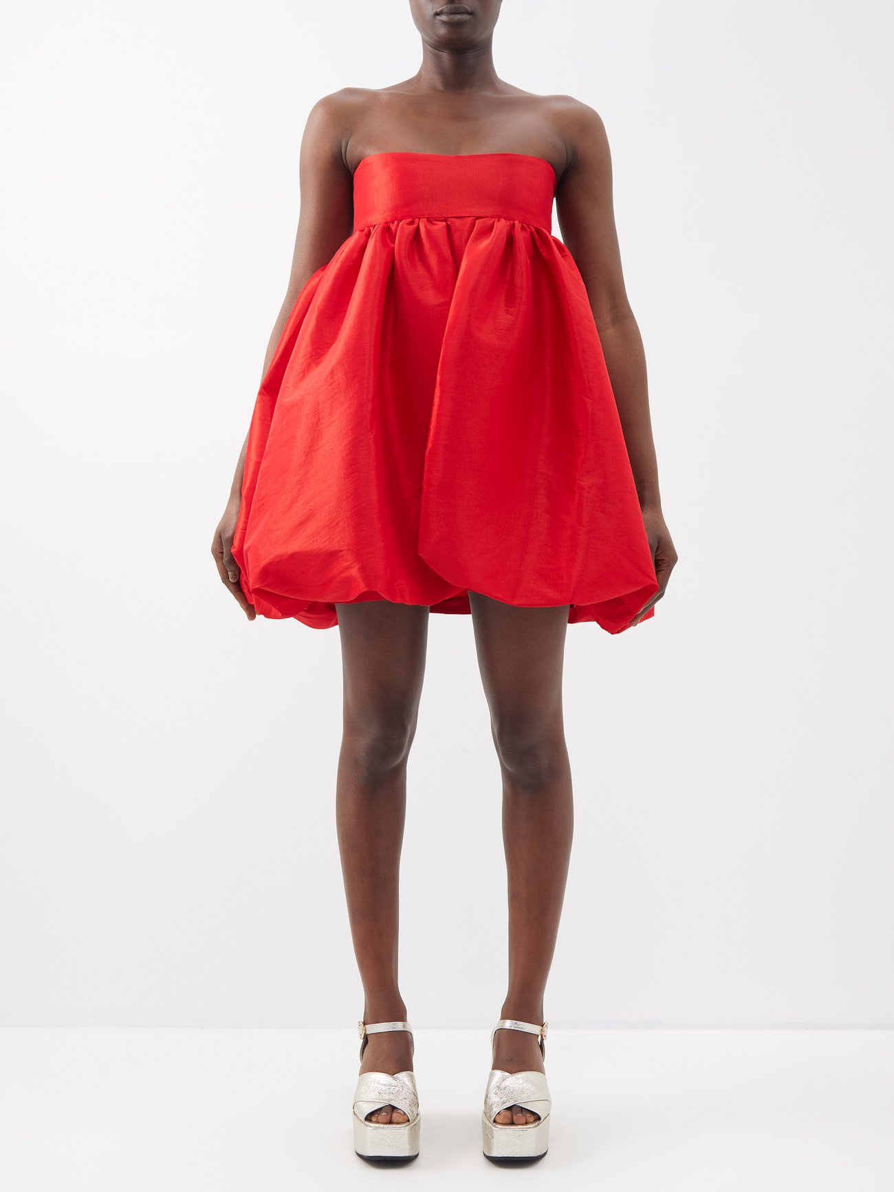 Red Crie strapless taffeta puff-ball mini dress | Kika Vargas | MATCHES UK