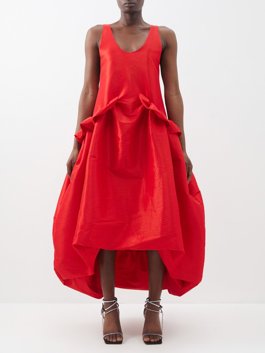 Kika Vargas Red Ramya ruffled taffeta puff-skirt dress | 매치스패션, 모던 럭셔리 ...