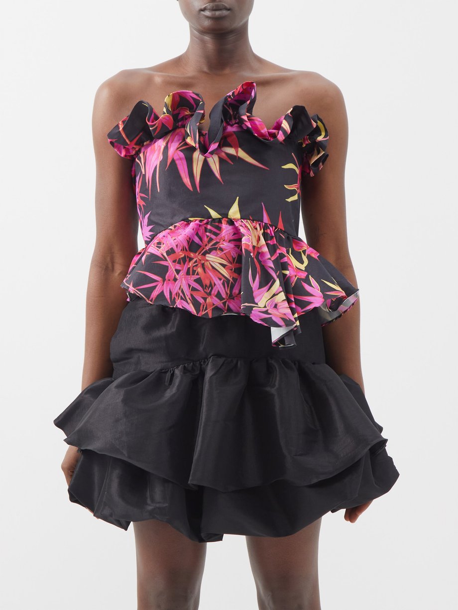 Kika Vargas Jette floral-print taffeta corset top