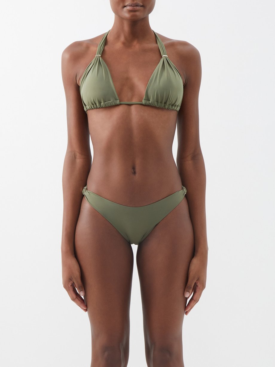 Green Halterneck triangle bikini top, Raquel Diniz
