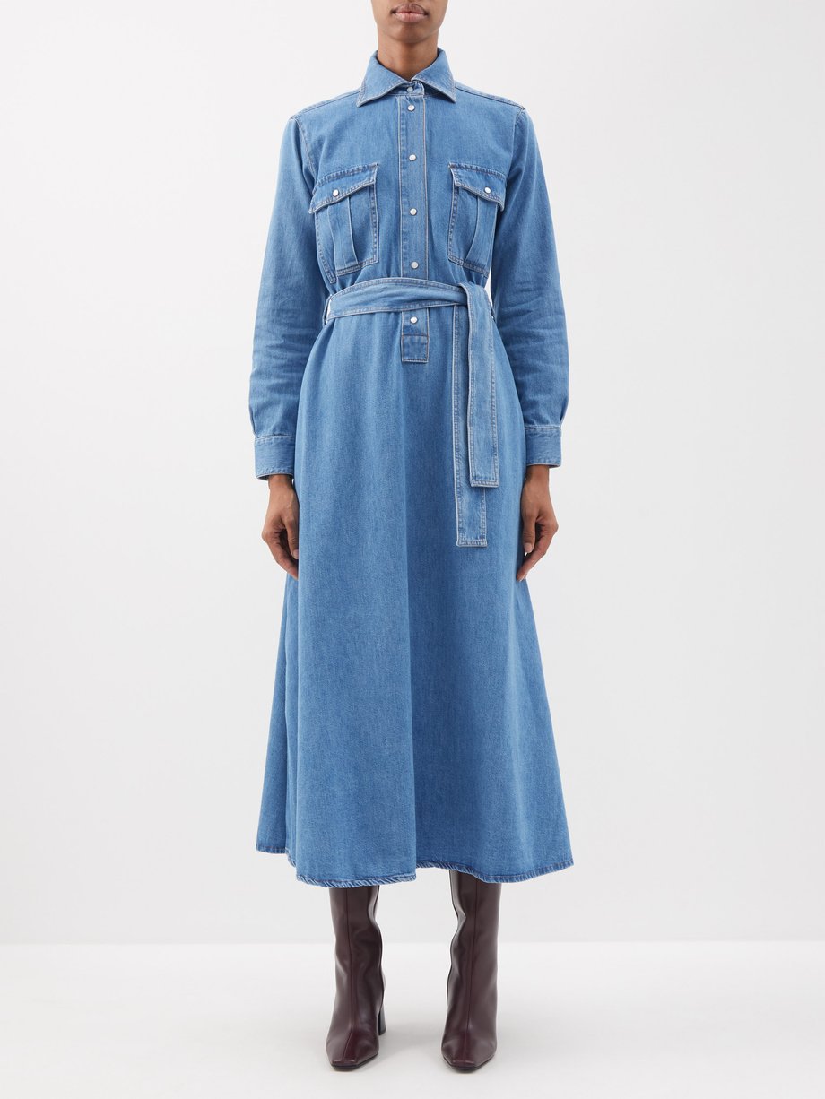 Blue The Dora denim midi shirt dress | Giuliva Heritage | MATCHESFASHION UK