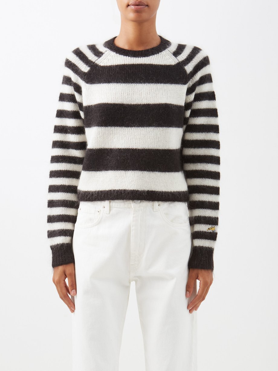 Black Striped mohair-blend sweater | Bella Freud | MATCHESFASHION AU