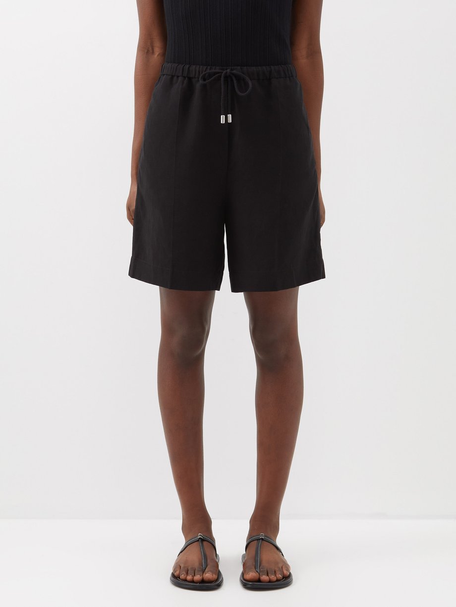 Black Drawstring-waist lyocell-blend shorts | Toteme | MATCHES UK