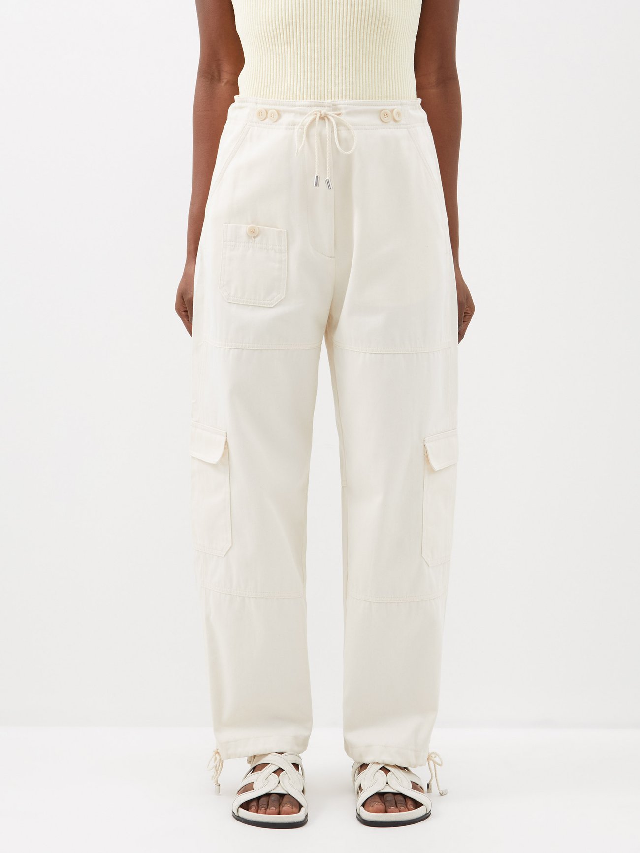 Linenblend cargo trousers  White  Ladies  HM IN