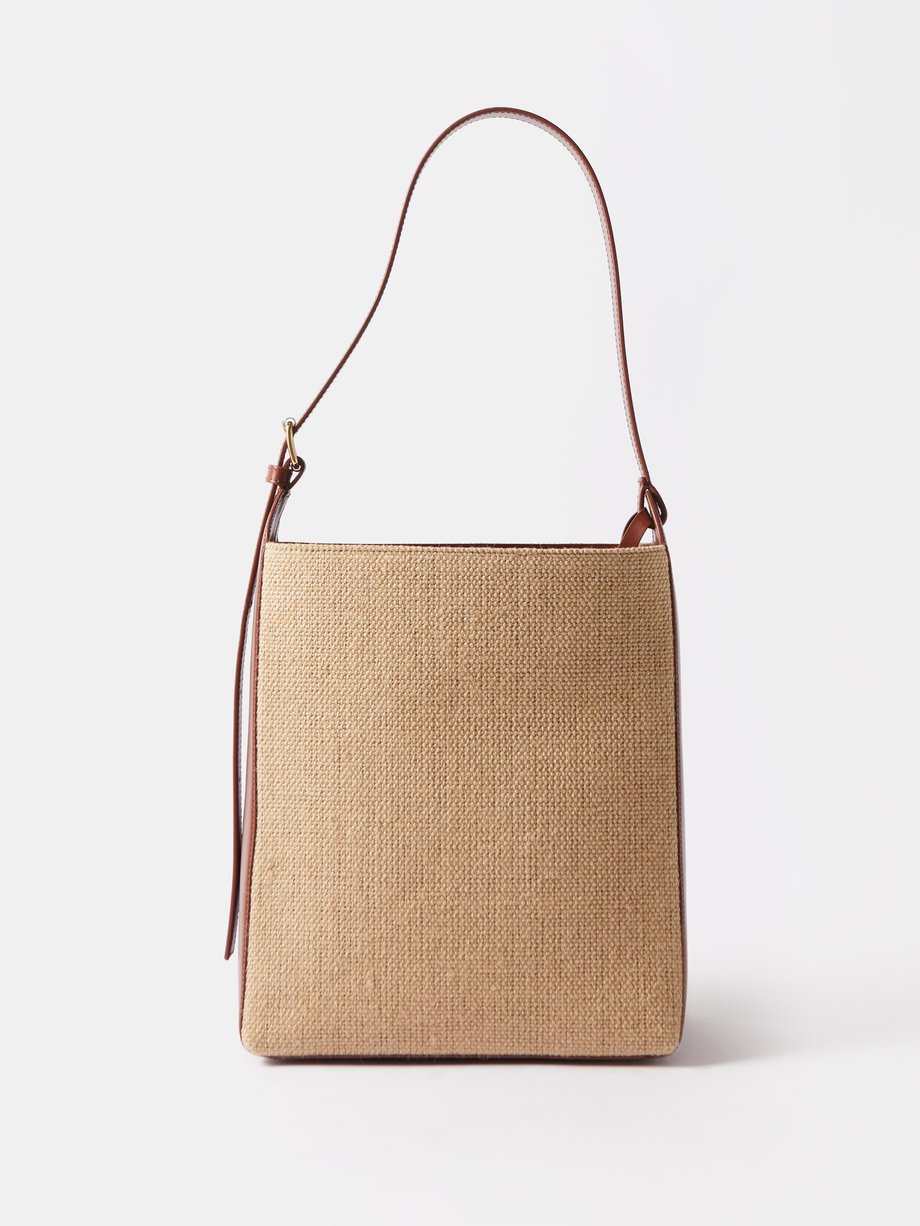 Beige Virginie medium leather-trim canvas tote bag | A.P.C.