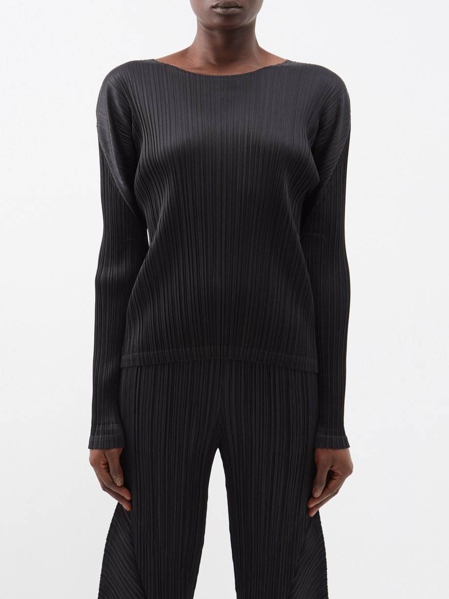 Black Technical-pleated top | Pleats Please Issey Miyake ...