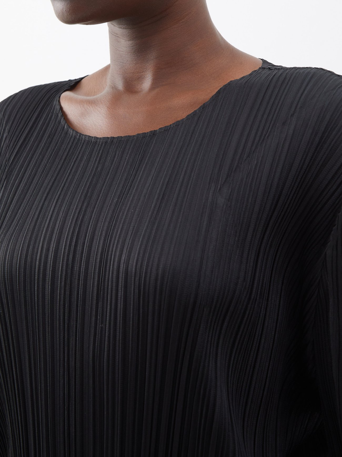 Pleats Please Issey Miyake Rapped Form Pleated Wrap Dress in Black