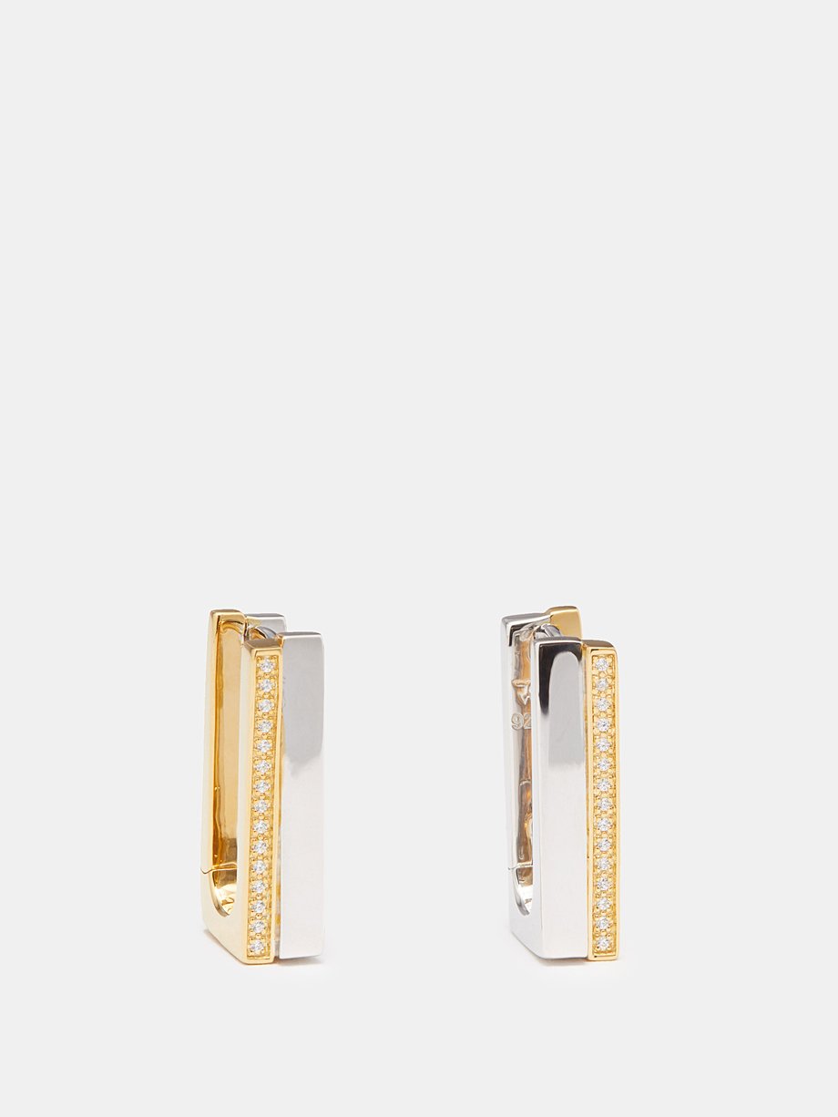 Gold Step Duo 9kt gold & sterling-silver hoop earrings | Tom Wood