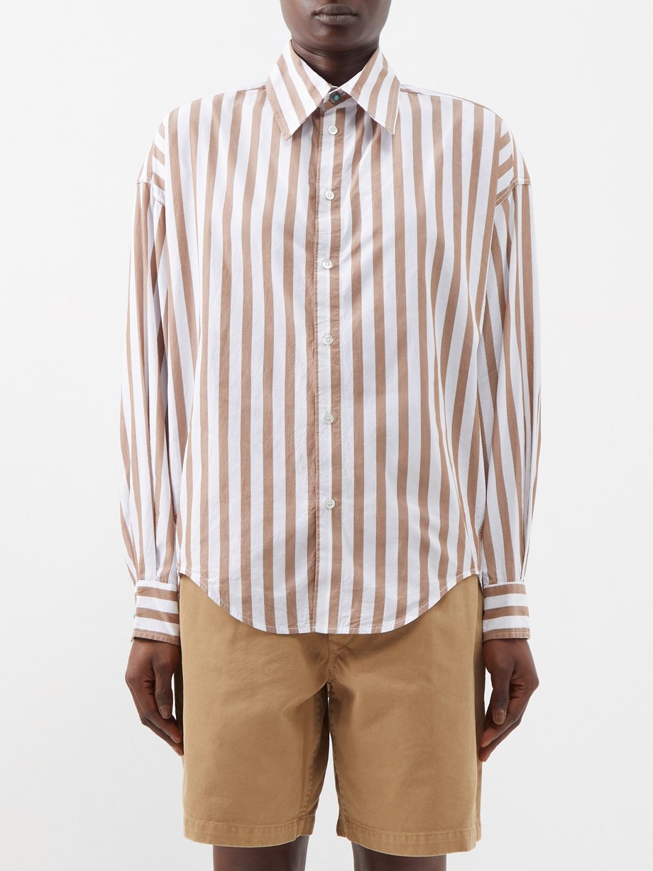 Brown Amy striped cotton-poplin shirt | Fortela | MATCHES UK
