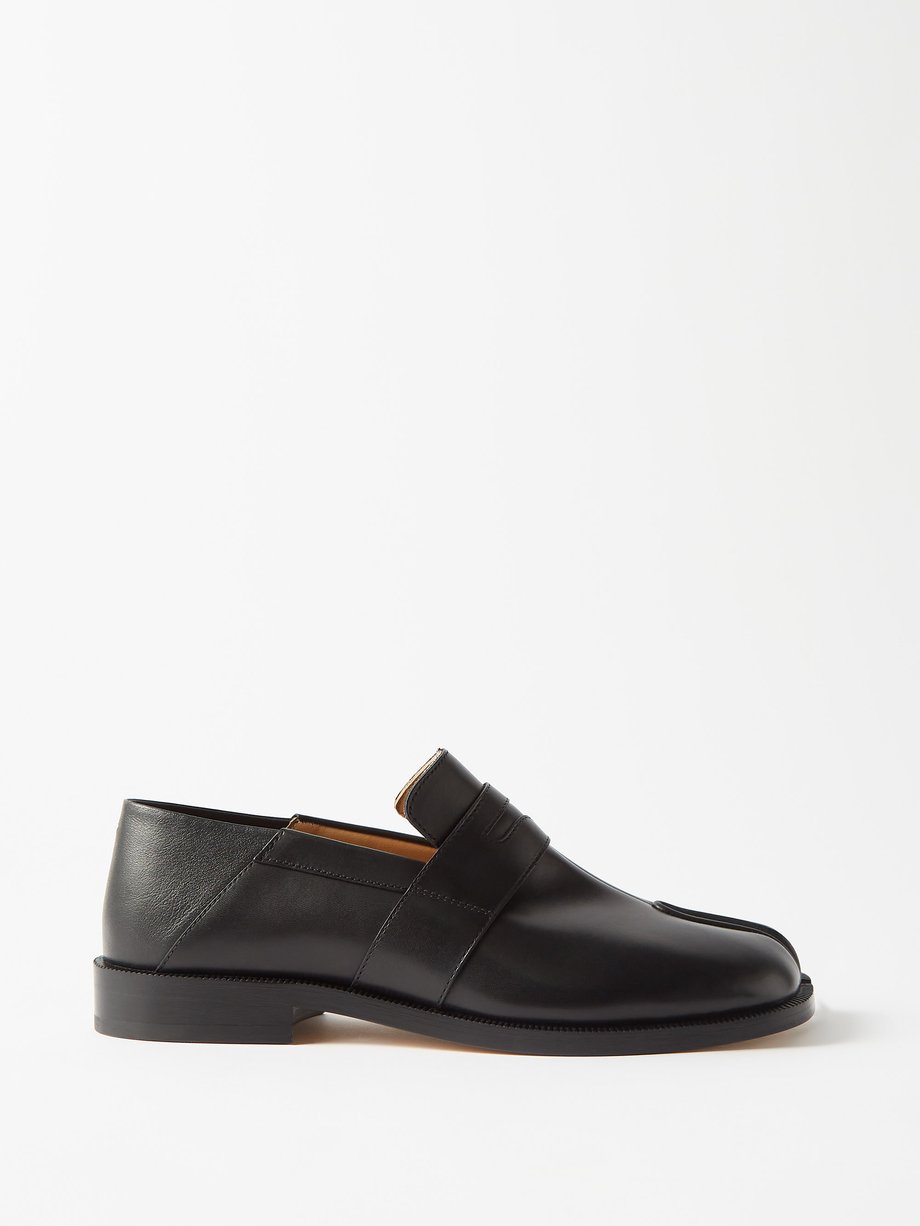 Black Tabi leather penny loafers | Maison Margiela | MATCHES UK