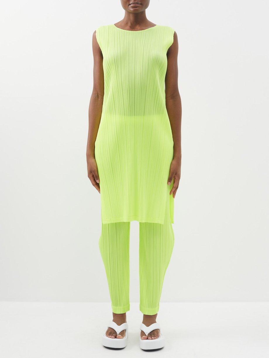 Yellow Technical-pleated tunic top | Pleats Please Issey Miyake ...