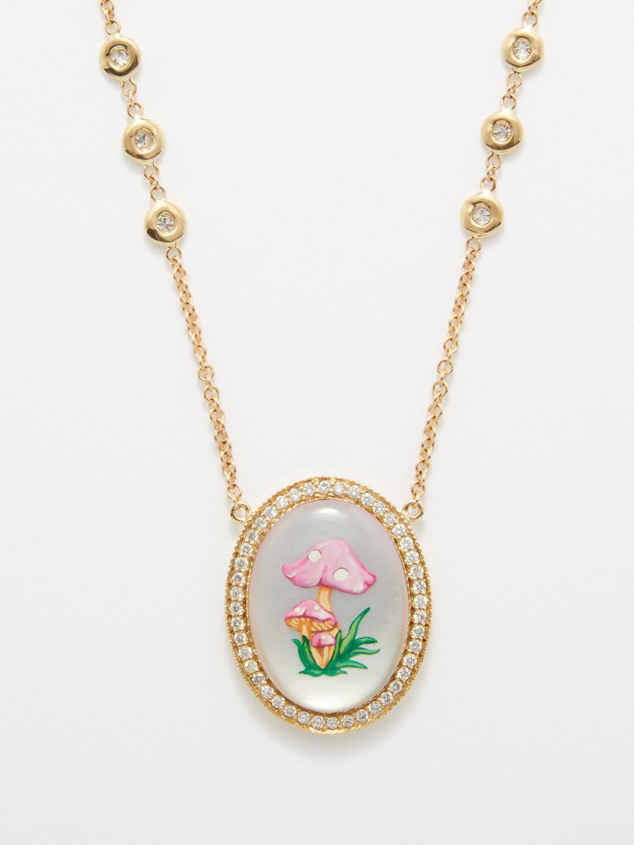 Jacquie Aiche Mother-of-pearl, diamond & 14kt gold necklace