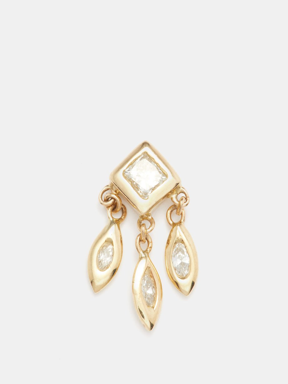 Jacquie Aiche Shaker diamond & 14kt gold single earring