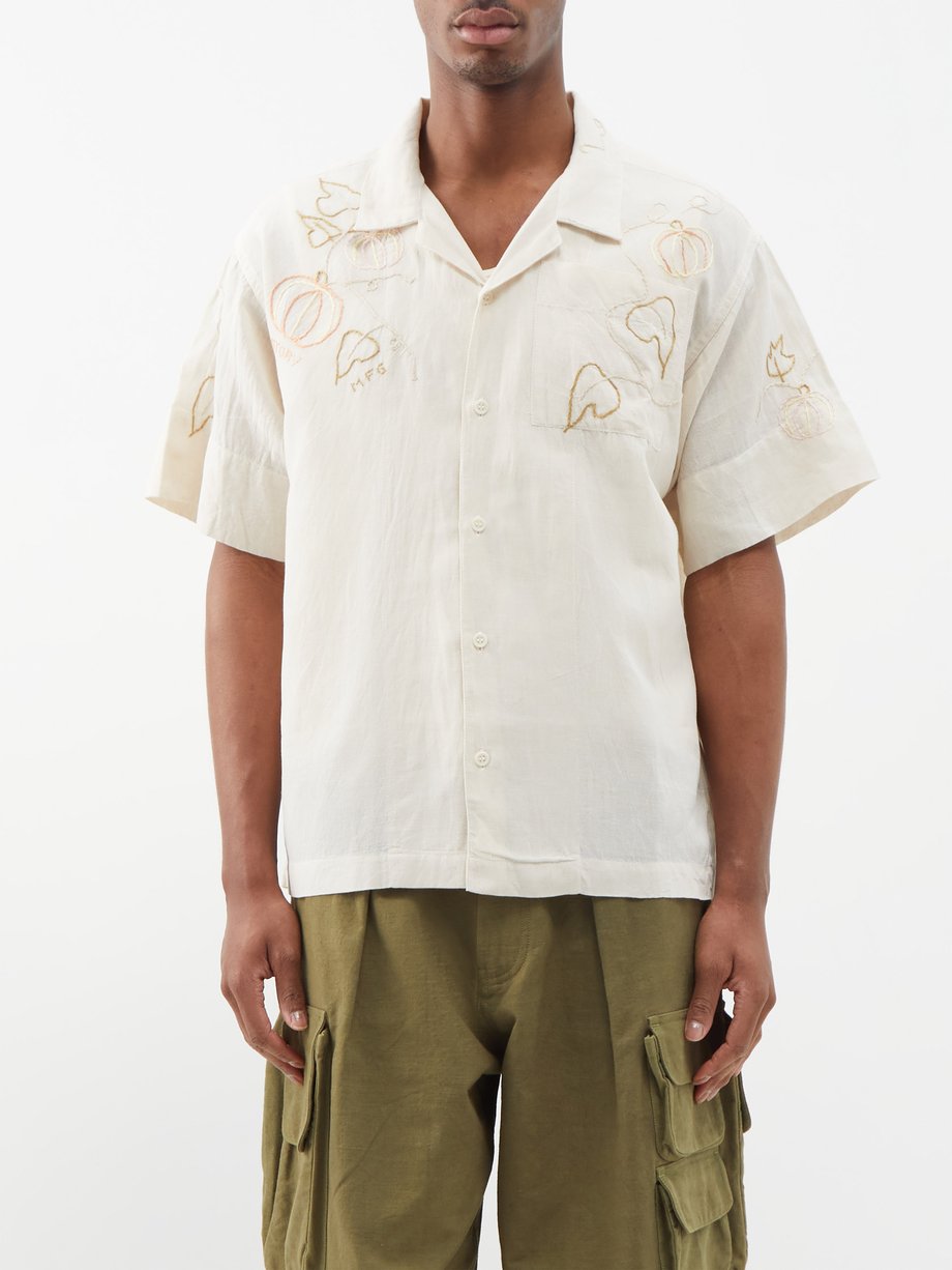 Off white Greetings embroidered cotton-blend shirt | Story MFG | MATCHESFASHION US