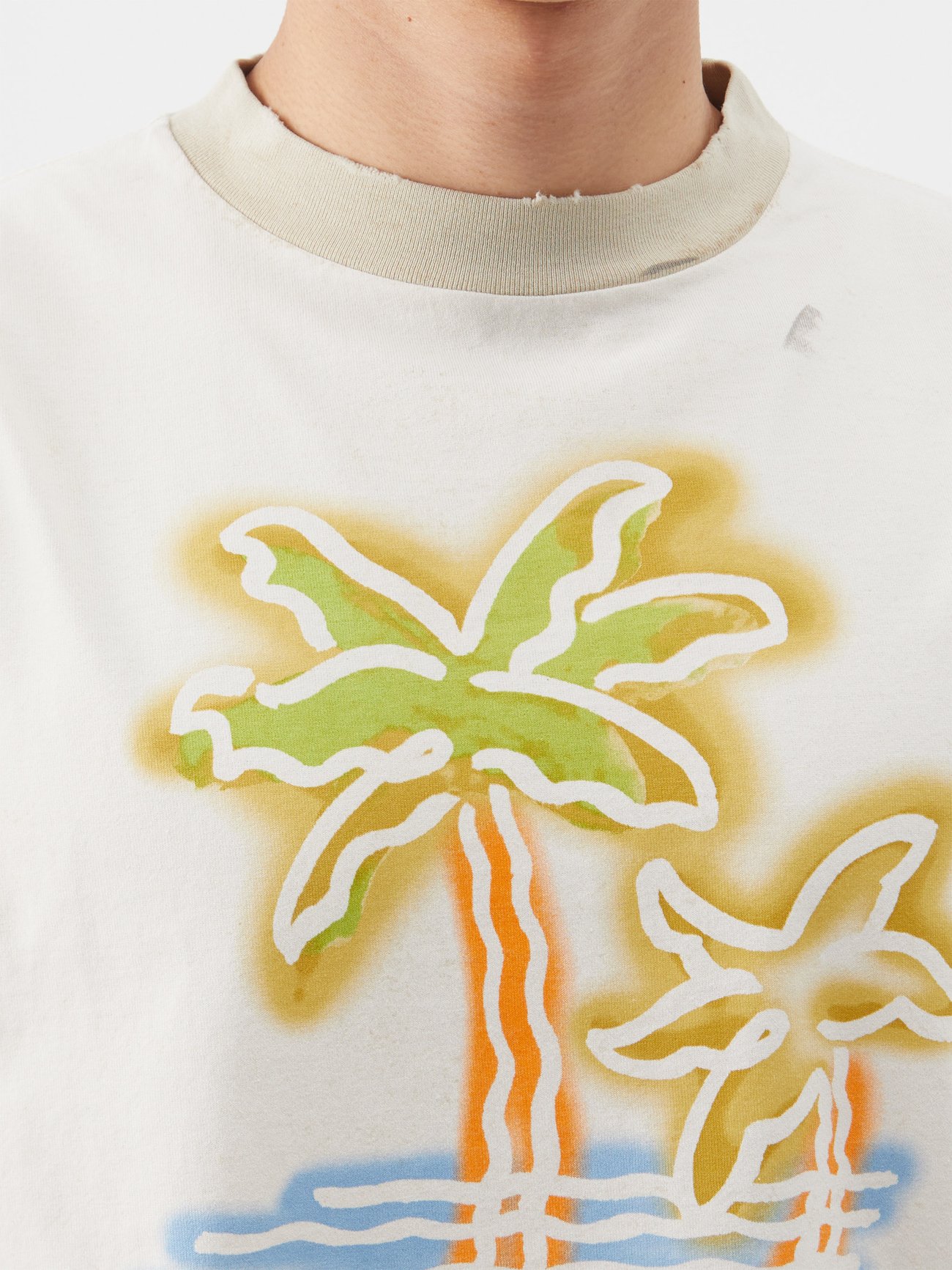 Neutral Palm tree-print jersey T-shirt