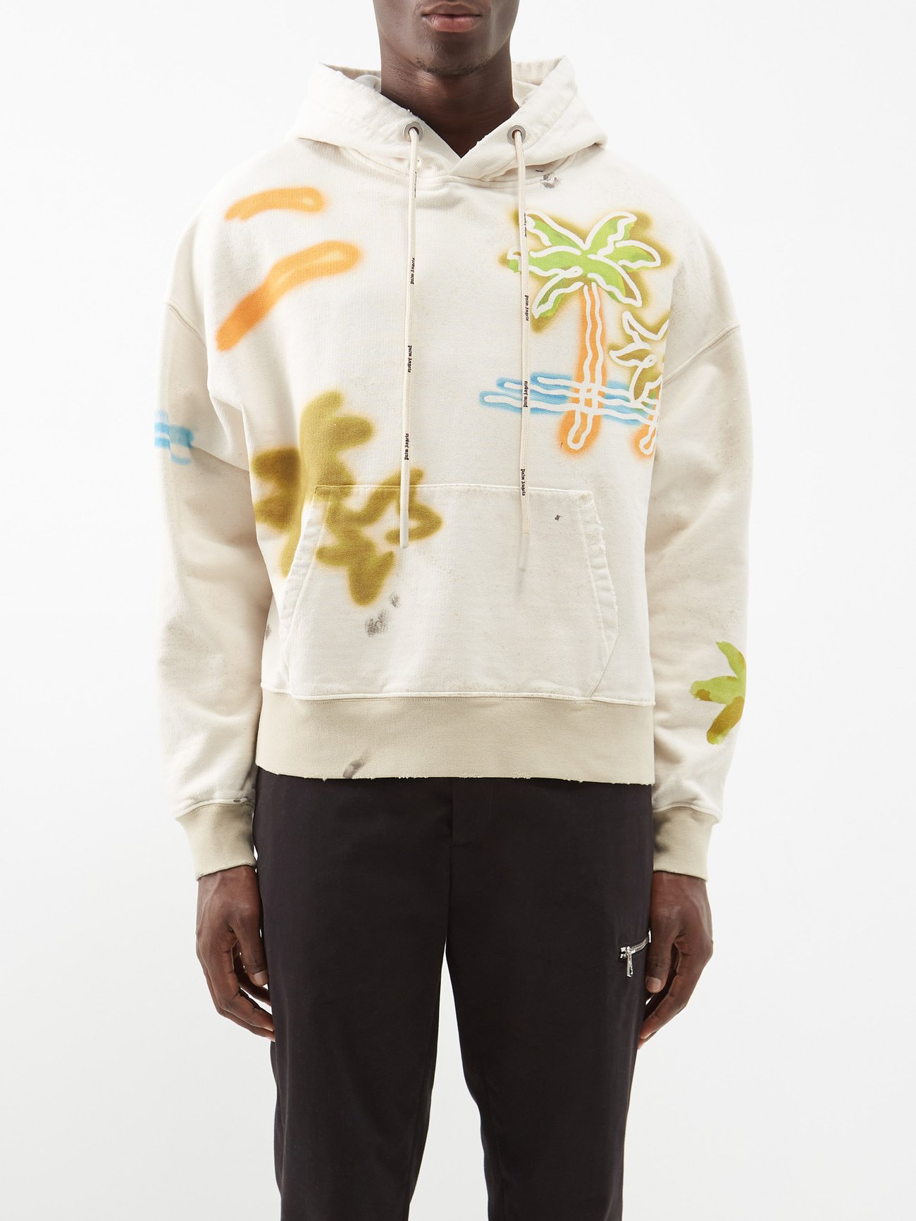 Palm graffiti-logo cotton-jersey hoodie video