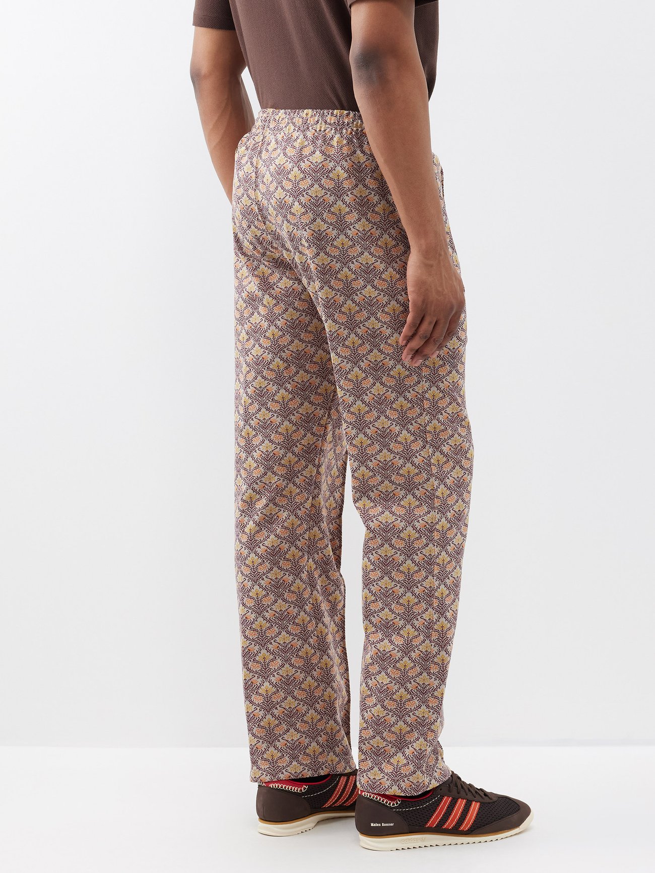 Floral-jacquard jersey track pants