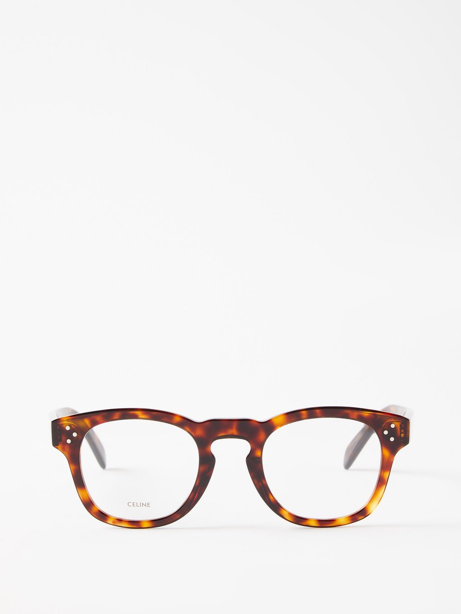 Brown D-frame tortoiseshell-acetate glasses | Celine Eyewear | MATCHES UK