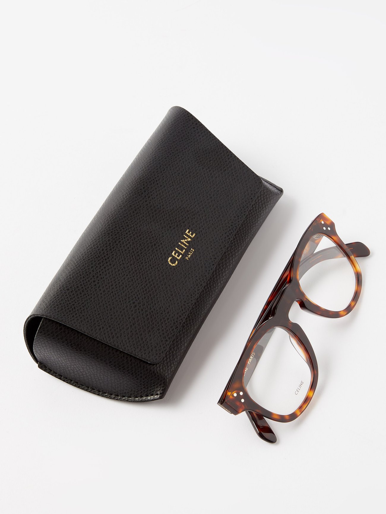 Brown D frame tortoiseshell acetate glasses Celine Eyewear