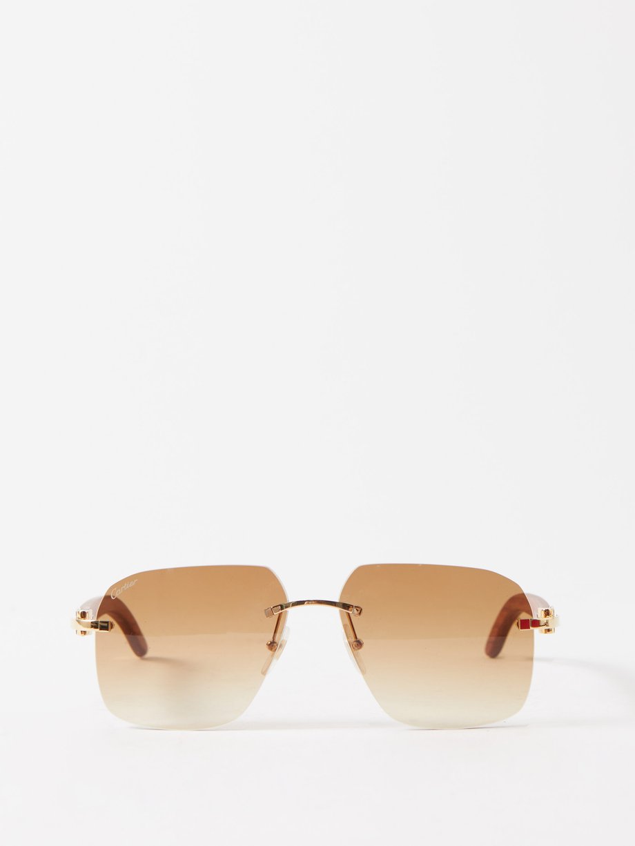 Gold Rimeless metal & sunglasses | Cartier Eyewear | MATCHESFASHION US