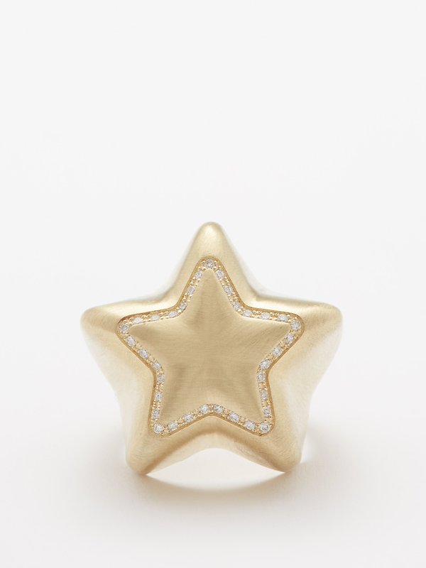 Lauren Rubinski Star diamond & 14kt gold ring