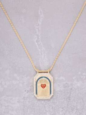 Marie Lichtenberg Heart mini diamond & 18kt gold scapular necklace