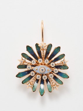 Marie Lichtenberg Evil Eye diamond, enamel & 18kt rose-gold earring