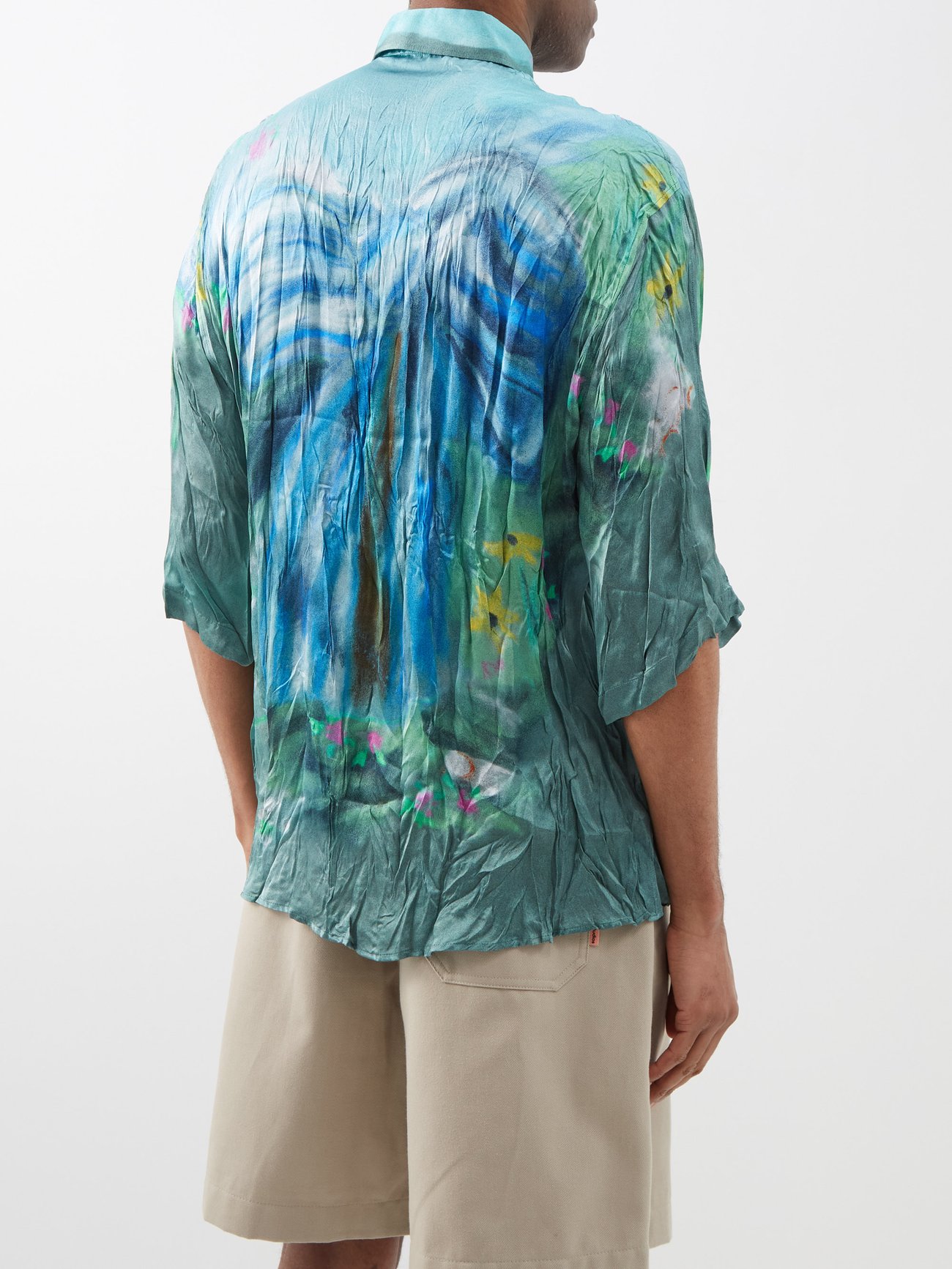 X Karen Kilimnik Sandroki crinkled-twill shirt video