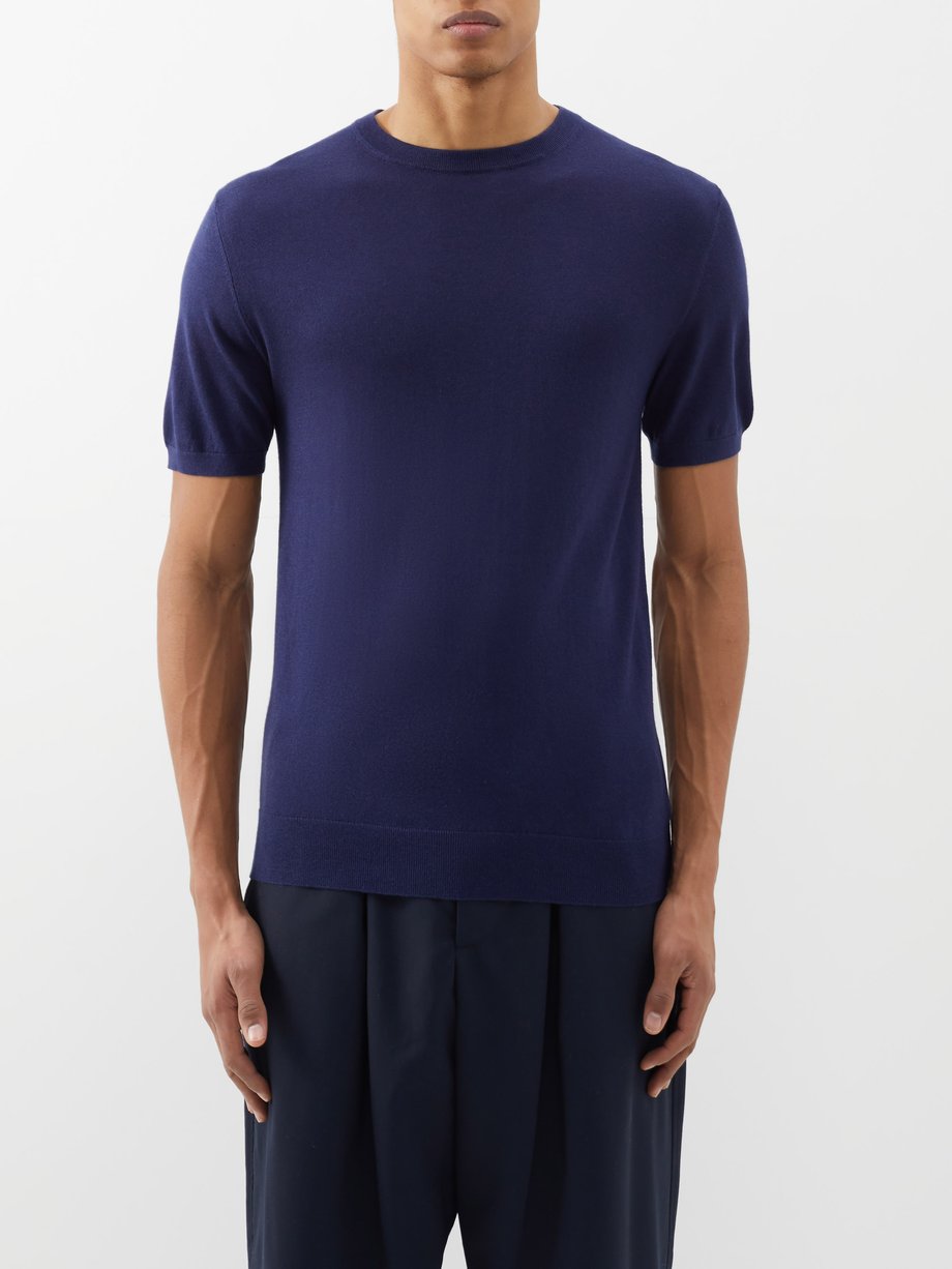 Navy Mr Charles silk-blend T-shirt | ARCH4 | MATCHESFASHION UK