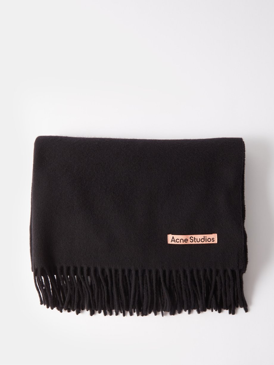 Black Canada oversized fringed wool scarf | Acne Studios ...