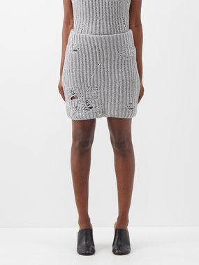 JW Anderson Distressed cotton-blend mini skirt