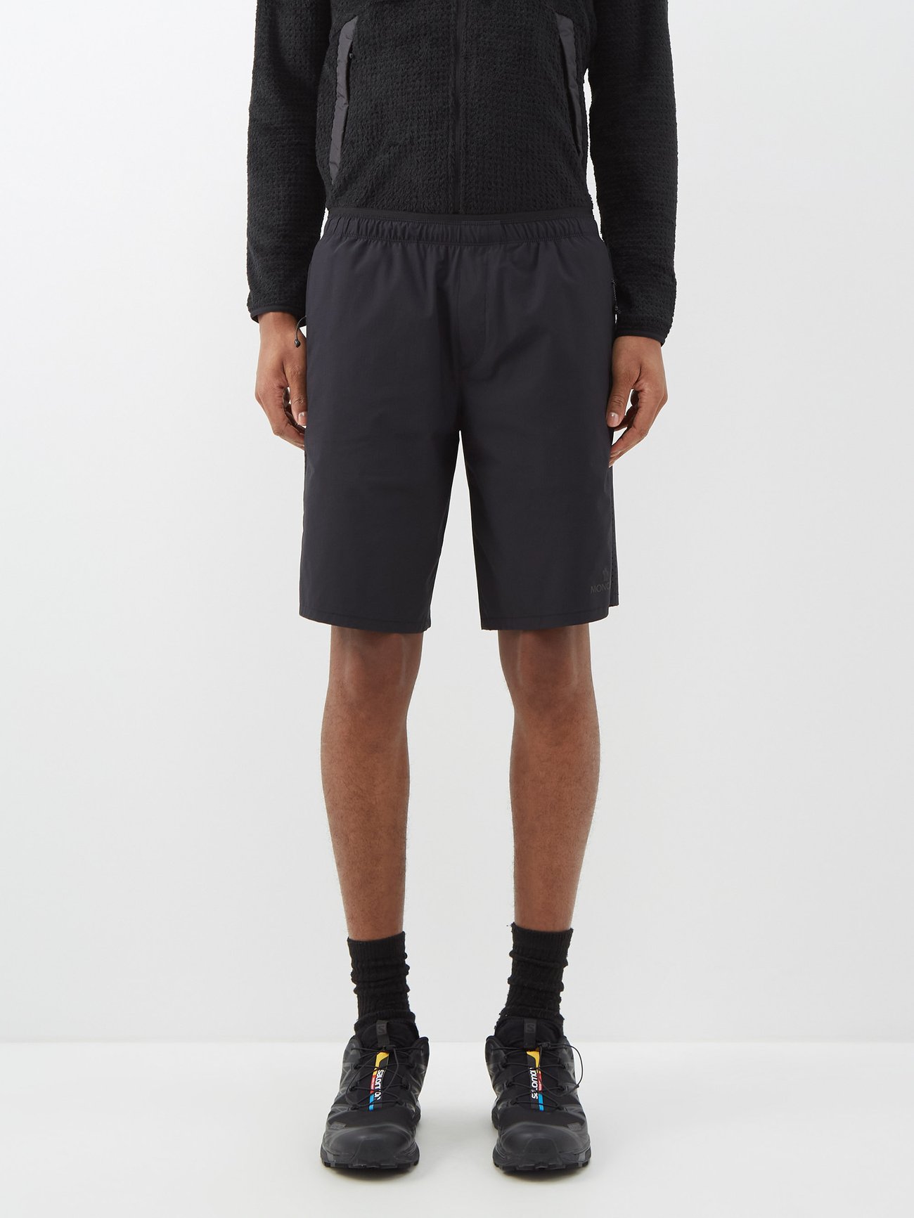 Black Elasticated-waist ripstop shorts | Moncler | MATCHES UK