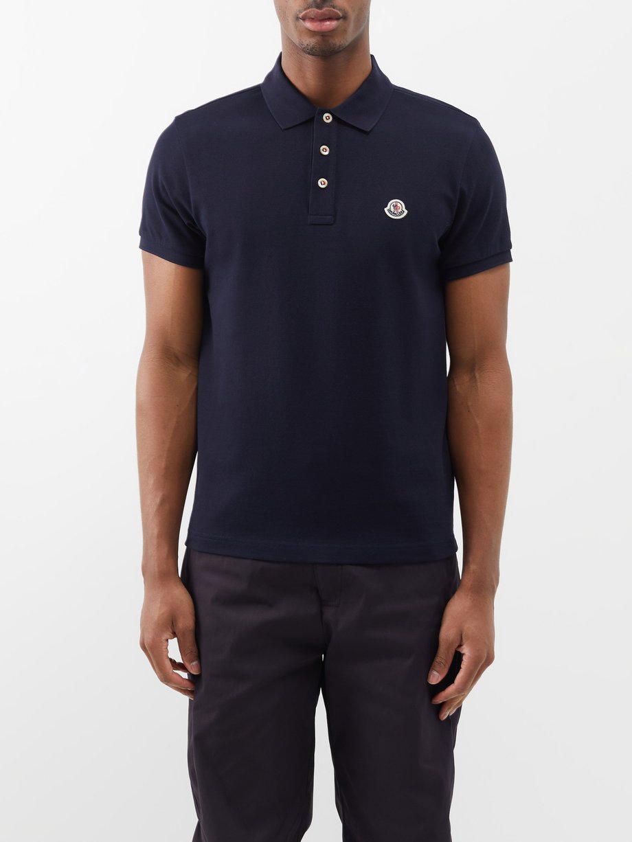 Navy Logo-appliqué cotton-piqué polo shirt | Moncler | MATCHESFASHION UK