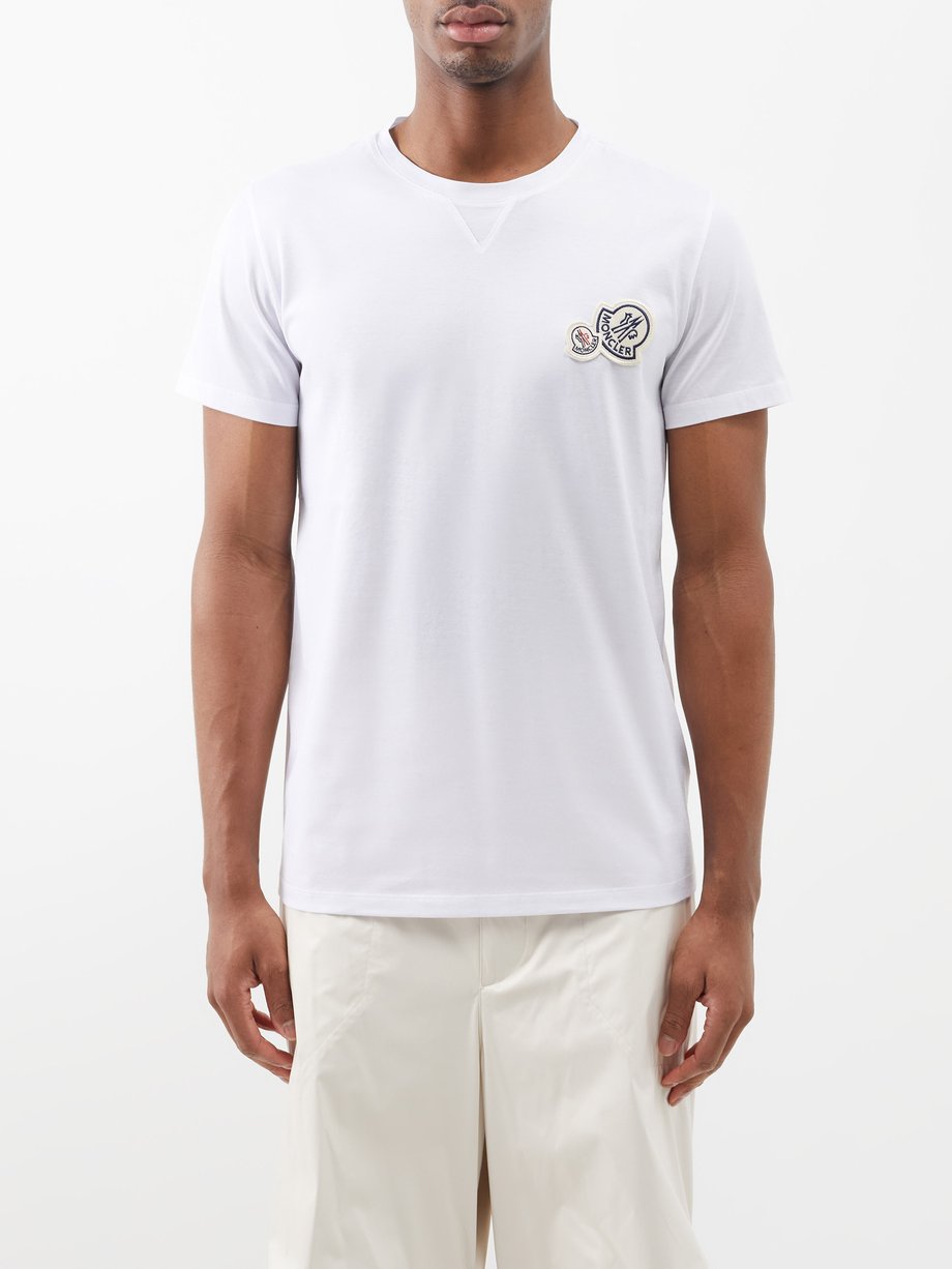 White Double logo cotton-jersey T-shirt | Moncler | MATCHESFASHION US