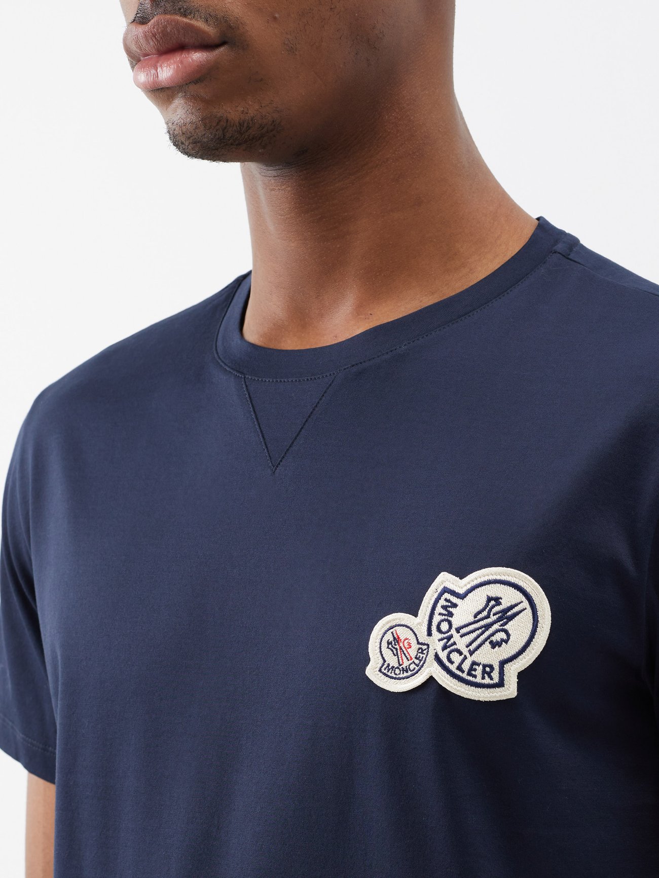 White Double logo cotton-jersey T-shirt, Moncler