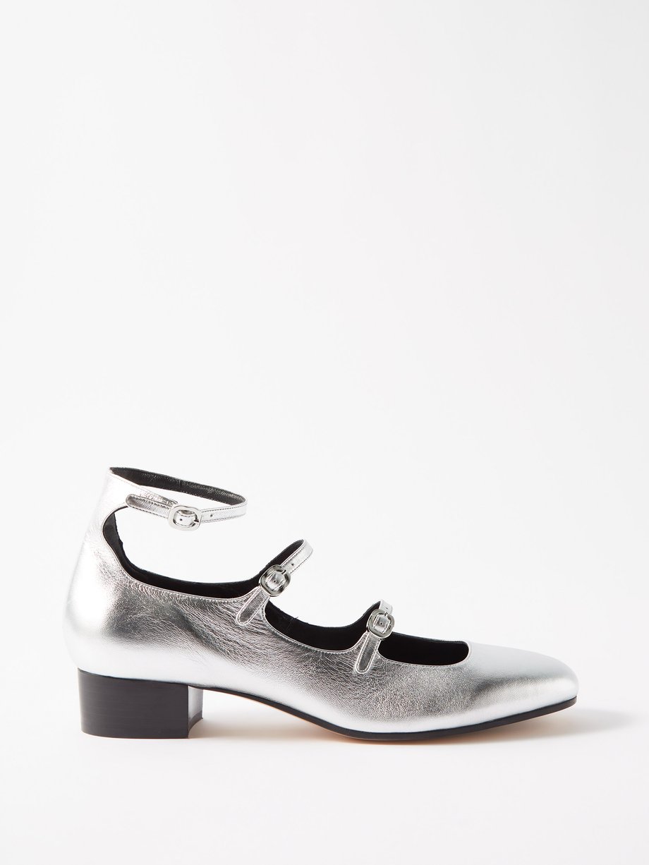 Silver Alexia 35 metallic-leather Mary Jane shoes | Le Monde Beryl ...