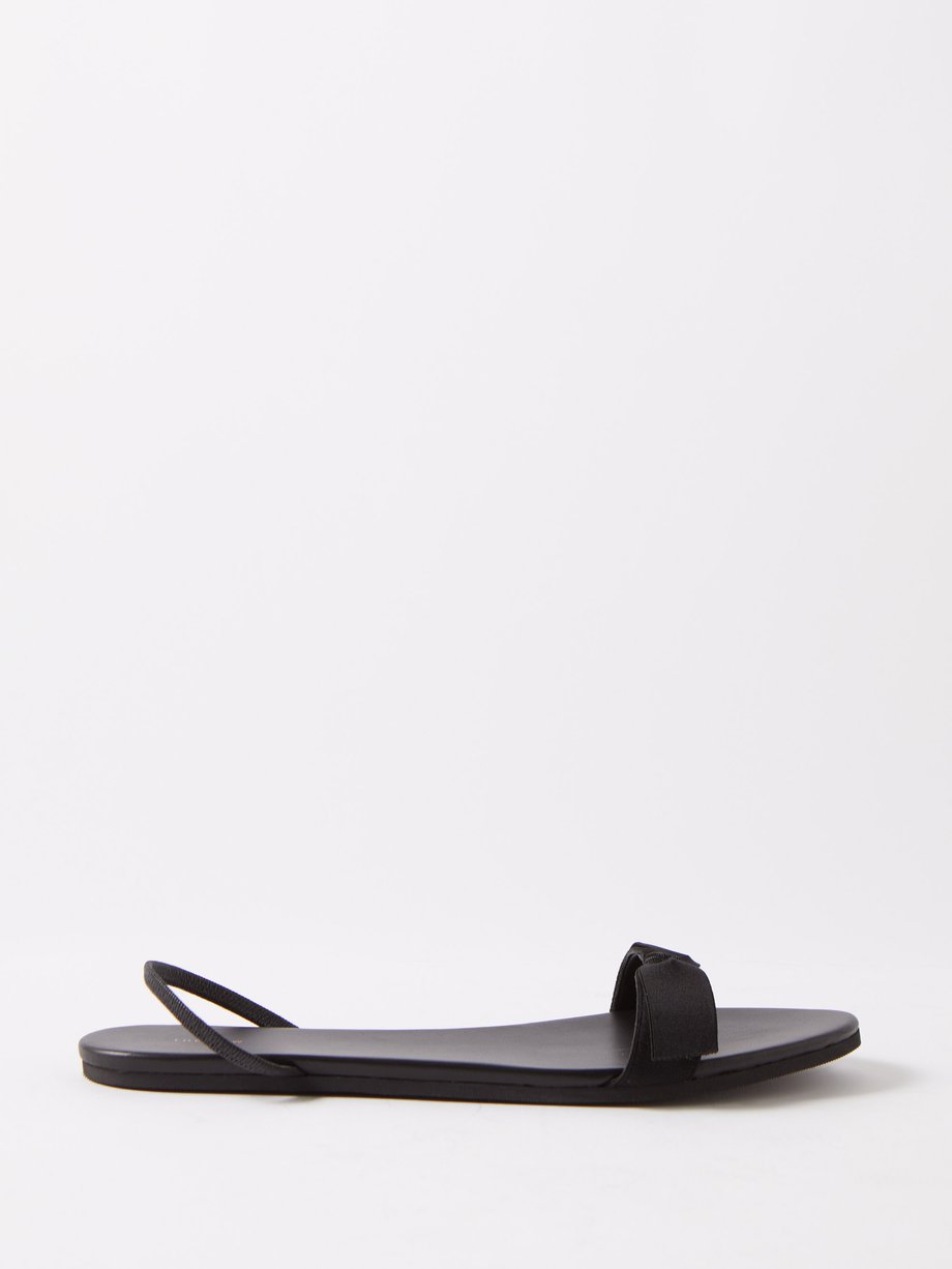 The Row Bow silk-faille and leather slingback sandals