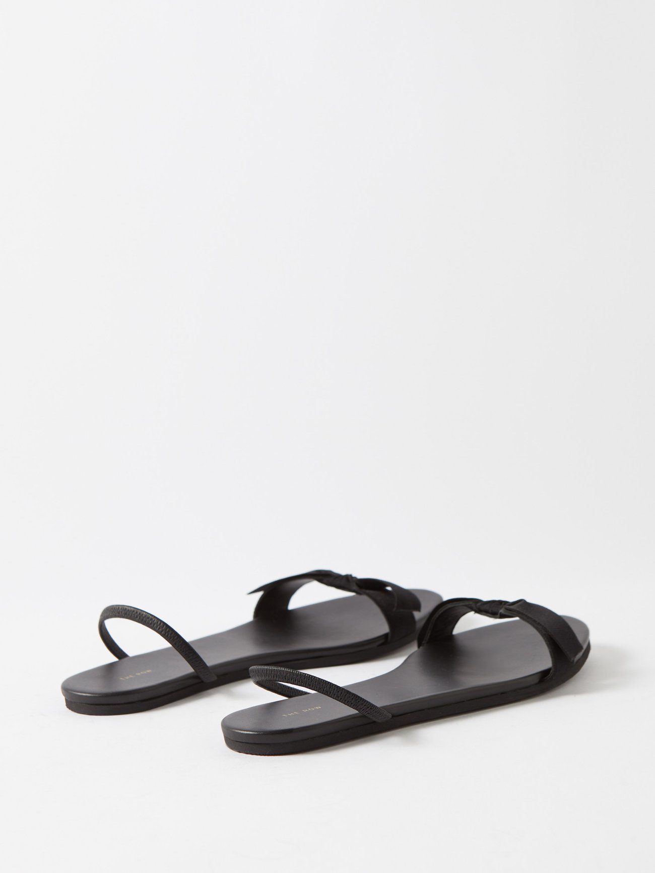 Black flat cheap sandals with bow